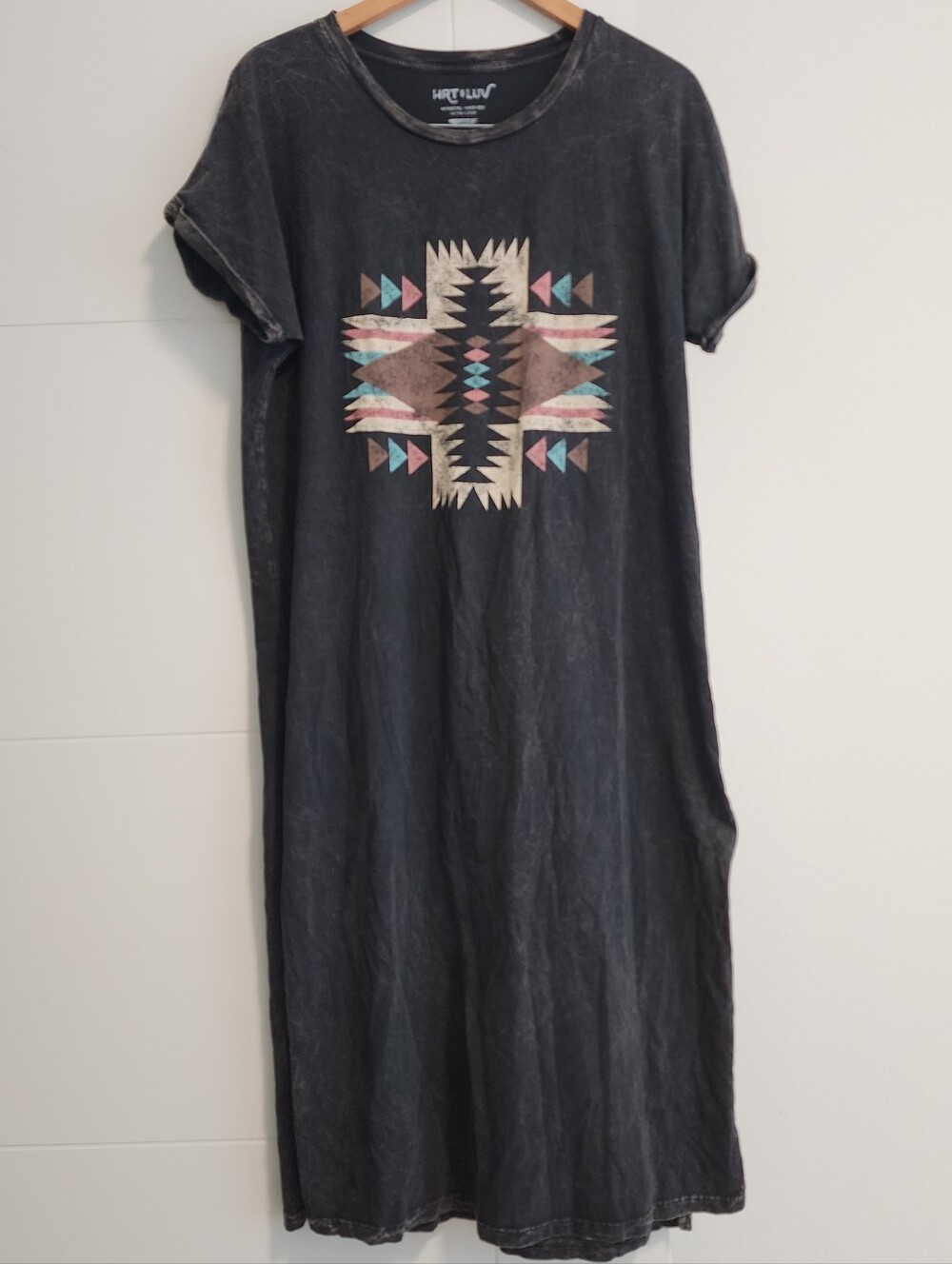 Hrt & Luv Tribal Print Mineral Wash 100% Cotton Dress